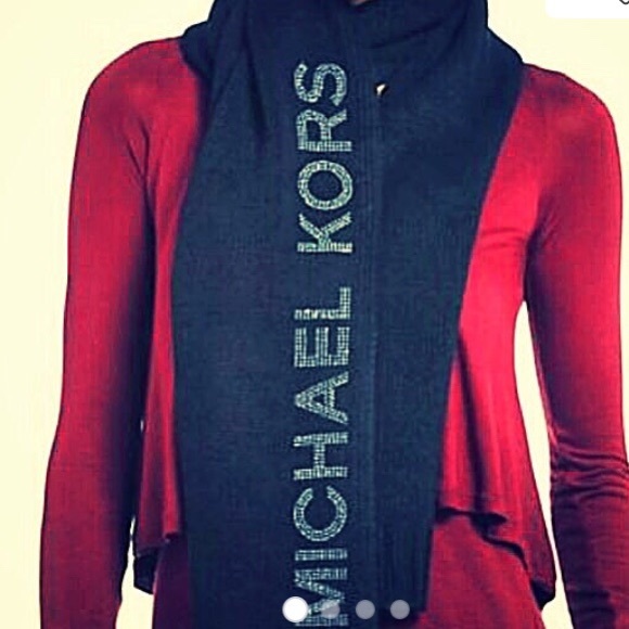 NWOT Michael Kors 72" Black Studded Scarf - Picture 2 of 3